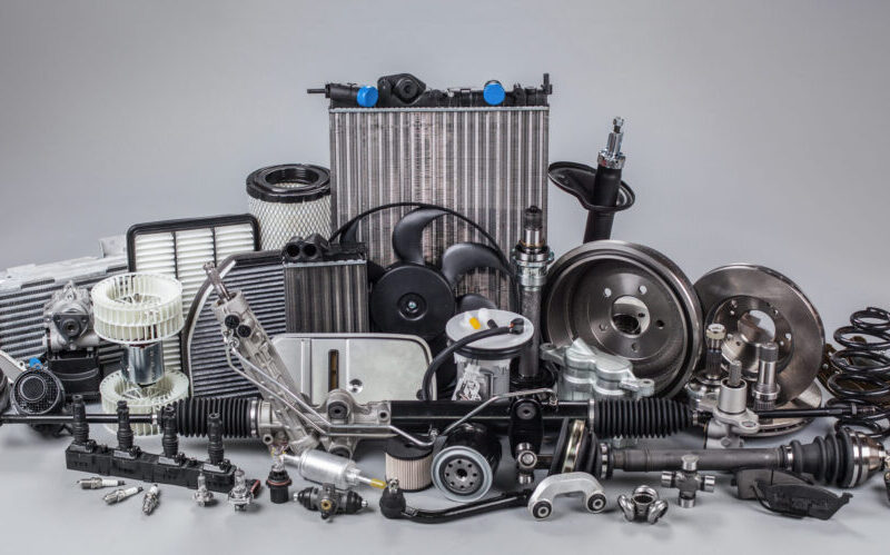 car parts on a gray background